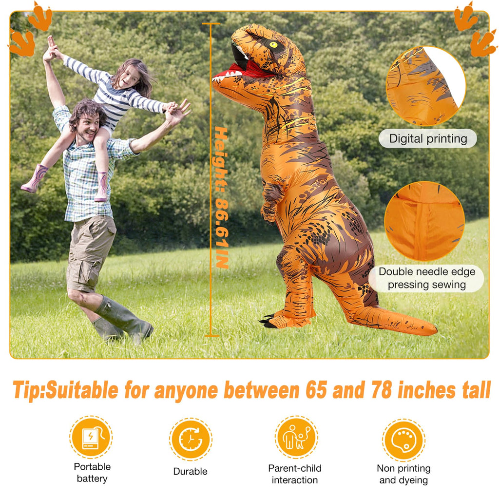 TO.BE.NO.1 Towards The First inflatable dinosaur costume adult, T-Rex Dinosaur Costume Adults Funny Cosplay Halloween (Brown Dinosaur)