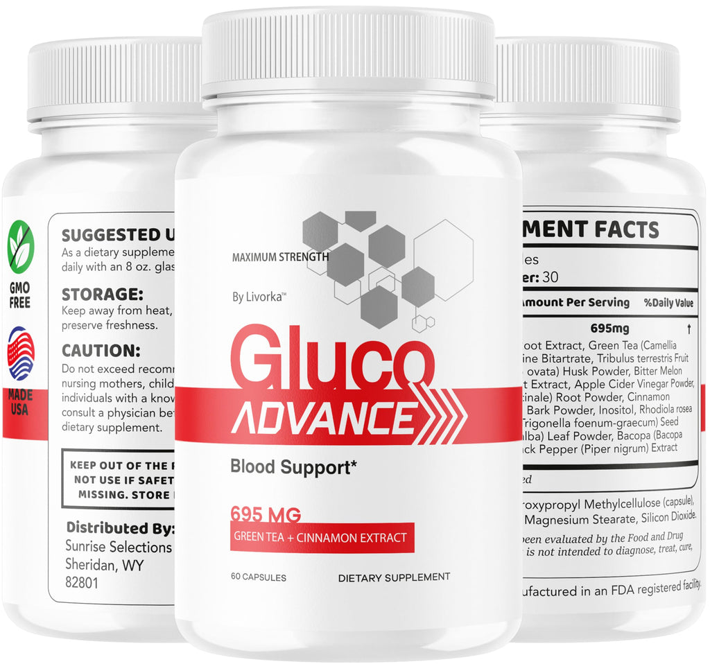 (2 Pack) Gluco Advance Capsules - Official GlucoAdvanced Premium Advanced Formula Pills - Maximum Strength, All Natural Health Formula Pills for Overall Health & Wellness, 120 Capsules for 2 Months