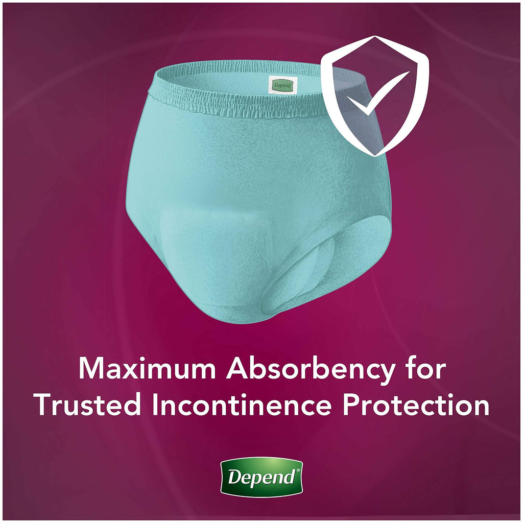 Depend Silhouette Incontinence and Postpartum Underwear for Women, Maximum Absorbency, Disposable, Medium, Pink/Black/Teal/Berry, 4 Count