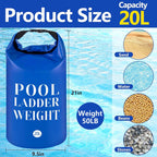 20L/50LB 500D PVC Swimming Pool Ladder Weights- 2 Pcs Waterproof Pool Step Weight Sand Bags- Fillable Pool Stair Weight Anchor Bag with Heavy-Duty Handle for Pool Steps