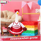 Sunnymove 2 Pcs Cheerleader Porch Goose Outfit Classroom Clothes Cheerleading Costume with Pom Poms and Bow for 23" Lawn Cement Goose Halloween Garden Yard Outdoor Classroom Decorations (Red)