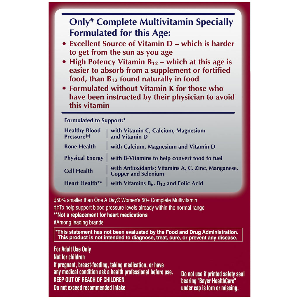 ONE A DAY Proactive 65+, Mens & Womens Multivitamin, Supplement with Vitamin_A, Vitamin_C, Vitamin_D, and Zinc for Immune Health Support*, Calcium, Folic Acid & More, Tablet, 150 Count (Pack of 2)