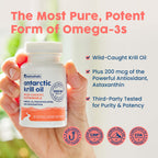 NativePath Wild-Caught Antarctic Krill Oil 500mg - Premium Astaxanthin 200mcg Phospholipid-Bound Omega-3 EPA DHA - Pure Formula GMP Certified Third Party Tested - 30 Softgels