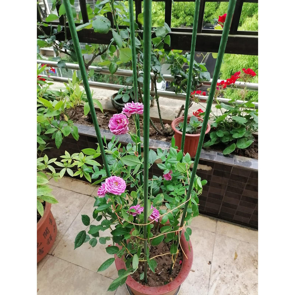 G-LEAF Garden Stakes 4 ft Plastic Coated Steel Tube Sturdy Metal Plant Sticks for Tomato,Cucumber,Bean,Tree,Pack of 50