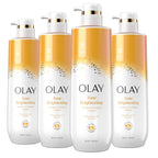 Olay Body Wash for Women, Tone Brightening Exfoliation, Vitamin C Serum Complex, Renew Moisture, Free of Parabens & Phthalates, Vitamin B3 Lameller Technology, For All Skin Types, 20 fl oz (Pack of 4)