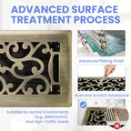 Howeall 4x14 Inches 2 Pack Heavy Duty Walkable Floor Register - Easy Adjust Air Supply Lever Decorative Floor Vent Covers, Savannah Design Vent Covers for Home - Antique Brass