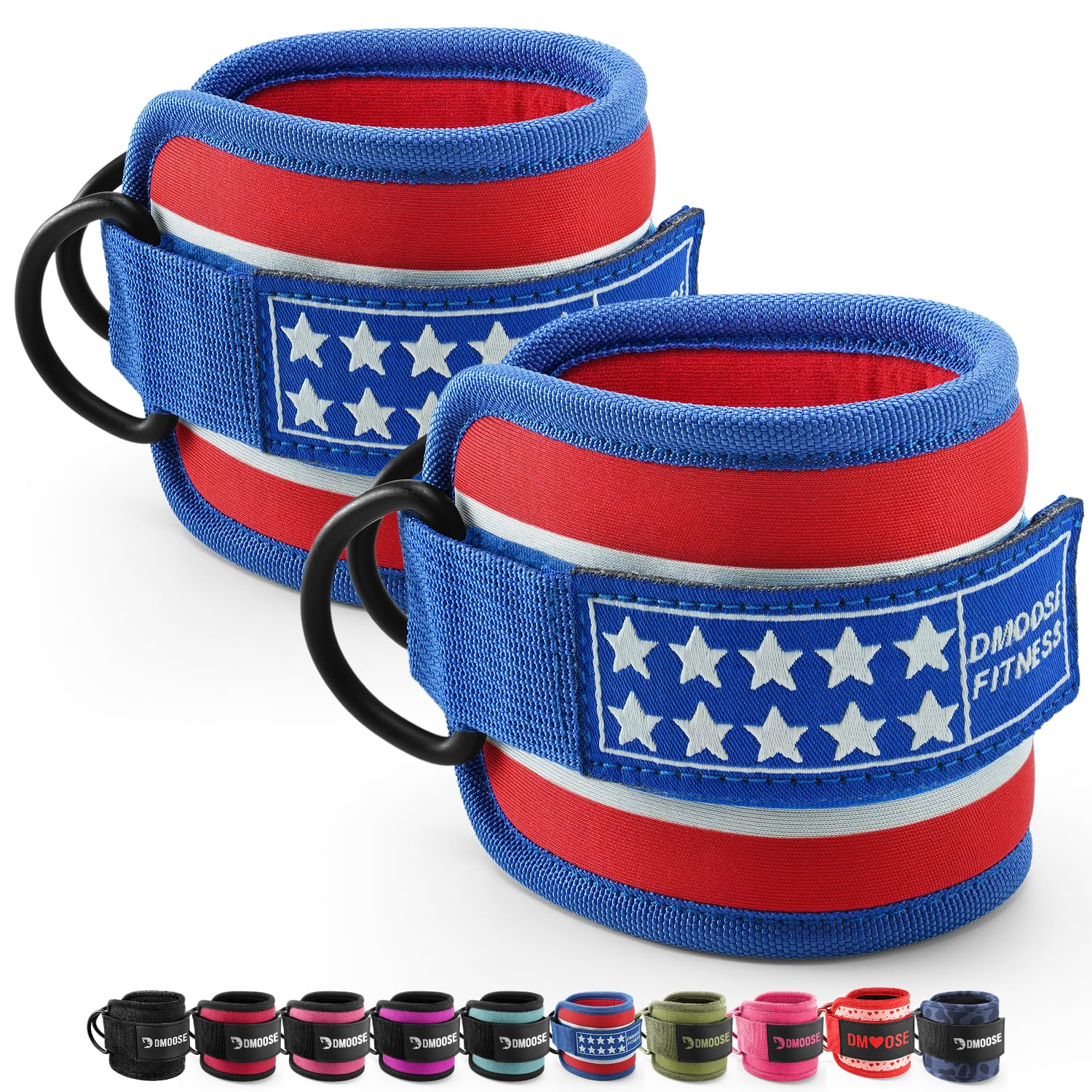 DMoose Ankle Strap for Cable Machine - One Size Fit with Premium Padding, Workout Kickback Ankle Cuffs, Ankle Bands for Working Out, Booty Workouts, Leg Extension, Hip Abductors & Lower Body Exercises