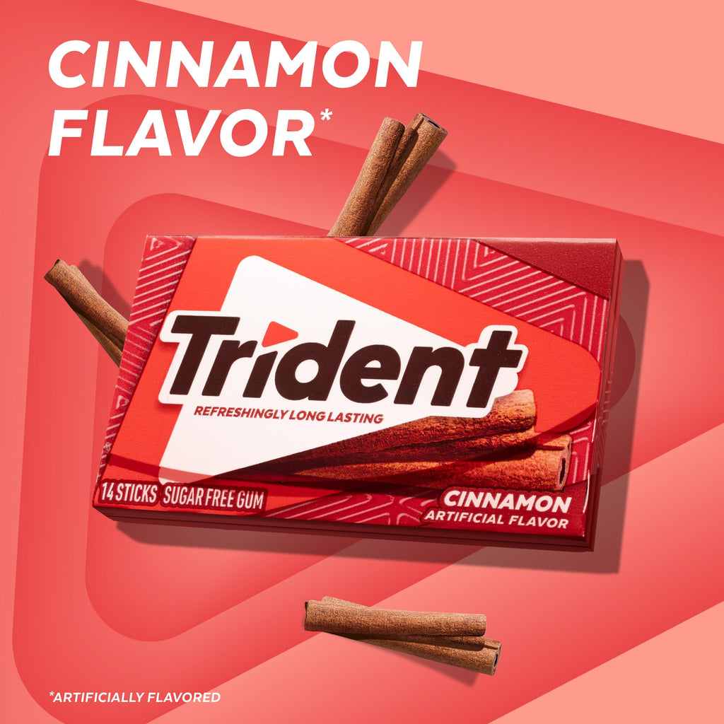 Trident Cinnamon Sugar Free Gum, 12 Packs of 14 Pieces (168 Total Pieces)