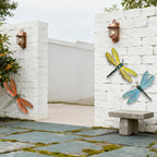 PLASUPPY Metal Dragonfly Wall Decor Outdoor Garden Fence Art Hanging Decorations for Patio, Yard, Indoor Home, Living Room, Bedroom, 3 Pack (Large)