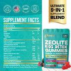 Parrox Zeolite Kids Gummies, 9-in-1 with Zeolite, Omega-3, Magnesium, Elderberry, Vitamin C, Milk Thistle, Vitamin D3, Zinc, B12 – Sugar-Free (60 Gummies – Mixed Berry Flavor)