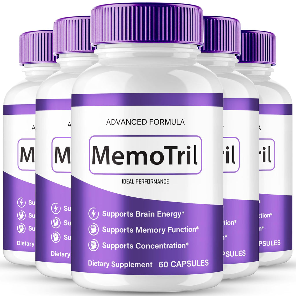 MemoTril Capsulas, Memo Tril Memory Capsules, Official Supplement for Brain Health Support - Maximum Strength, Advanced Formula Nootropic Pills, All Natural Memo Tril Capsules Reviews (5 Pack)