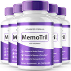 MemoTril Capsulas, Memo Tril Memory Capsules, Official Supplement for Brain Health Support - Maximum Strength, Advanced Formula Nootropic Pills, All Natural Memo Tril Capsules Reviews (5 Pack)
