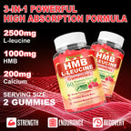 Flyrocer 2 Pack HMB and L-Leucine Gummies, HMB and Leucine for Muscle Growth, Muscle Relief, for Men & Women, Vegan, Sugar-Free, Raspberry Flavor, 120 Count