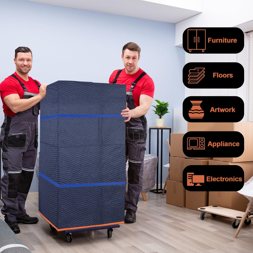 YMTLJHDSY 2 Pk Heavy-Duty Moving Blankets 72x80in with 1 Large Rubber Band