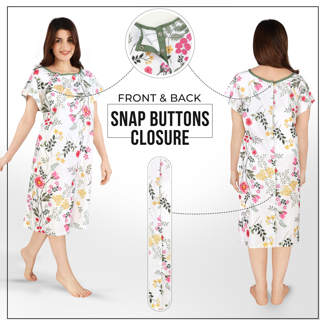 Utopia Care Women's Hospital Gown Soft Comfortable and Stylish Patient Gown, Small-Medium, Floral White