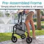 Vive Mobility 3 Wheel Walker - Three Wheeled Rollator for Seniors - Lightweight, Foldable, Narrow, Heavy Duty - for Elderly Men Women - Folding 3-Wheel Tri Scooter with Basket Bag
