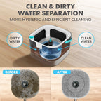 Simpli-Magic 360° Square Spin Mop and Bucket System – Dual Compartment, Separate Clean & Dirty Water – 3 High-Absorbent Microfiber Washable Heads – All Types Floor Cleaning