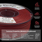 YXPOLYER Nylon Filament Red PA6 1kg 3D Printer Filament with Heat-Resistant AMS-Compatible Spool, 3D Printing Filament High-Speed Easy PA 1.75mm