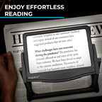 MAGNIPROS Patented 5X Large LED Page Magnifier with Detachable Stand | Eye Caring 3 Color Light Modes & Anti-Glare Lens to Reduce Eye Strain-Ideal for Reading Fine Print, Crafting, Low Vision Seniors