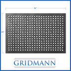 GRIDMANN Rubber Floor Mat, 36" x 24" Anti-Fatigue Drainage Mat, Non-Slip and Grease Resistant for Restaurants, Commercial Kitchens, Bar Floors, Black