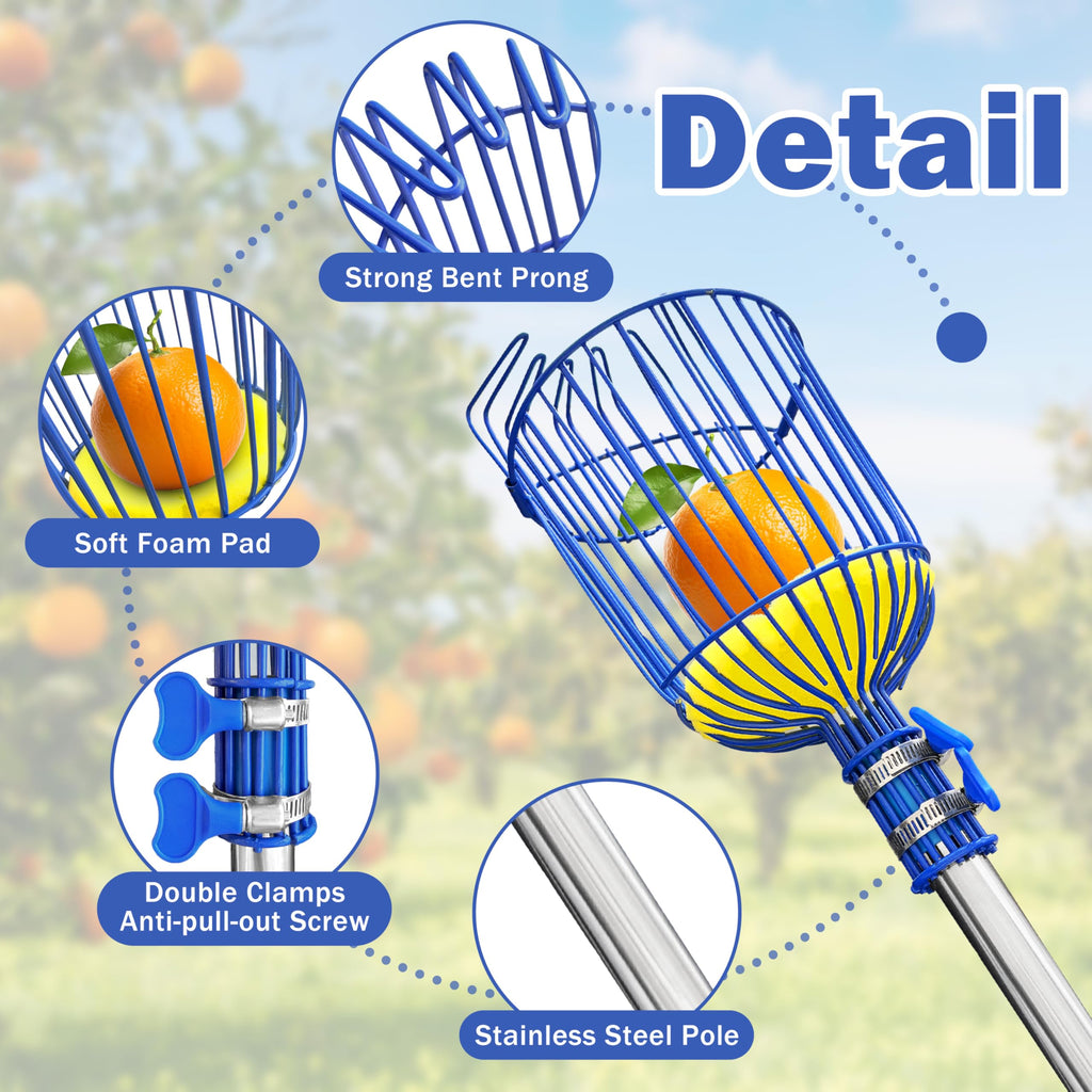ELNDUXG Fruit Picker Upgraded Round Claws Reduce Fruit Damage (65inch)