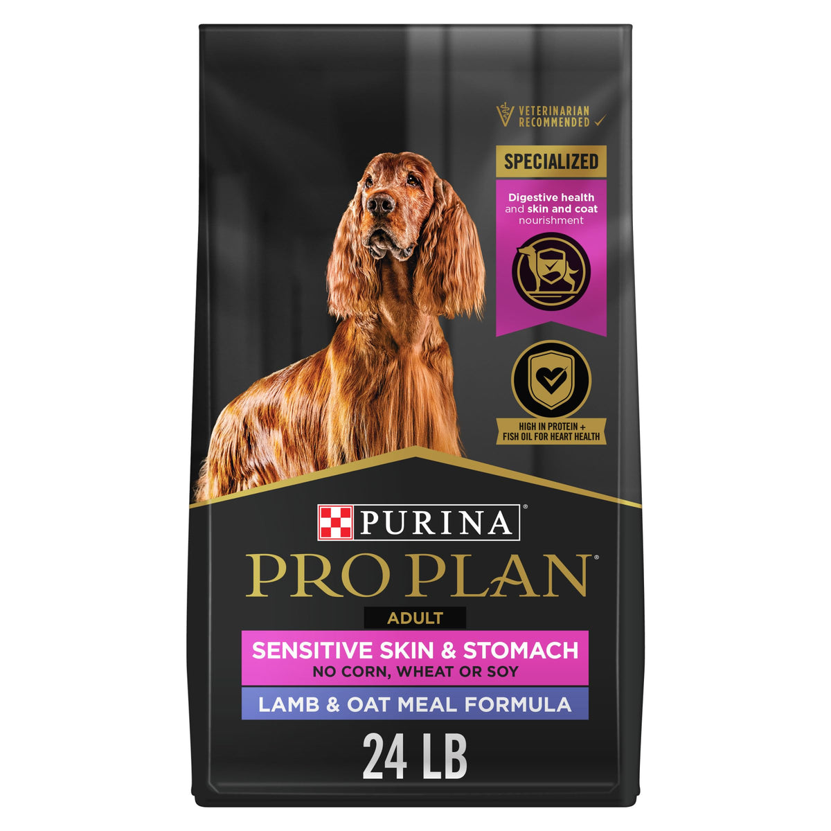 Purina Pro Plan Sensitive Skin & Stomach Dry Dog Food, Real Lamb, 24 lb Bag