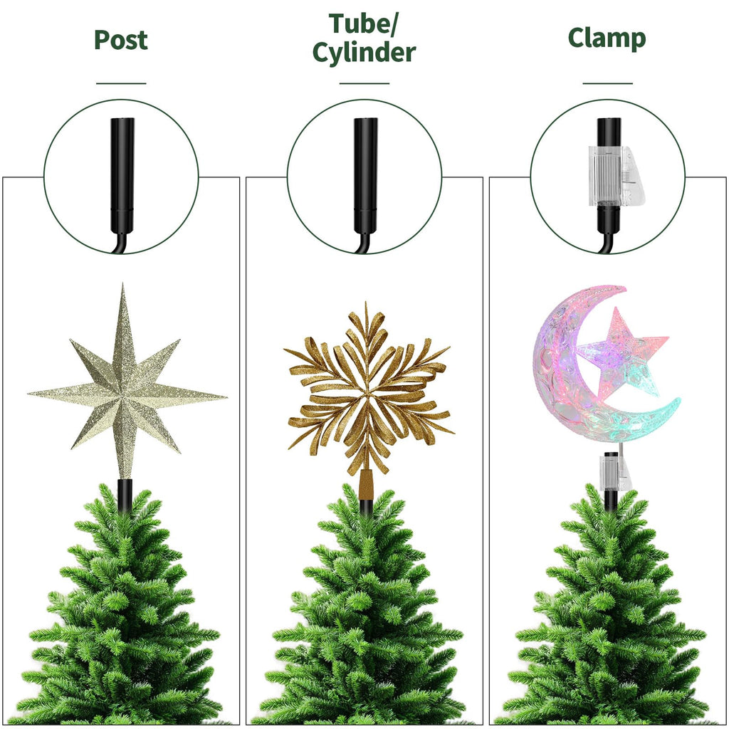 Christmas Tree Topper Holder - Twist On Universal Stabilizer with Adjustable Attachments. Secure Lock for Treetop Ornaments, Fits Most Basic Tree Types & Topper Bases (Black)