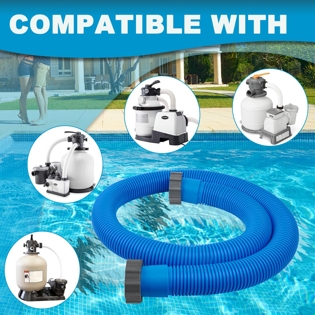 2 Pcs 1.5 Inch Hoses for Above Ground Pools - 1 1/2 Inch Diameter, 59" Long Pump Hose Replacement Filter Accessories