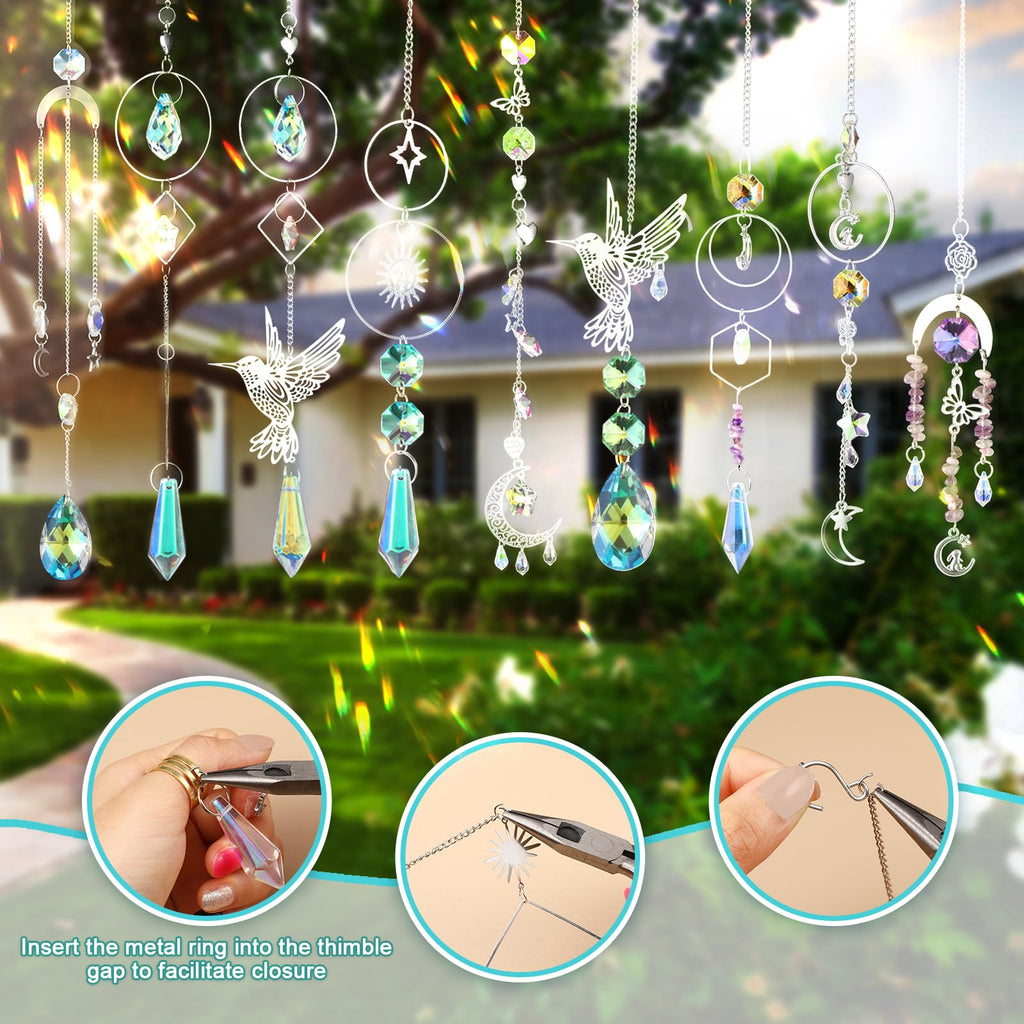 600 PCS DIY Suncatcher Kit Crystal Suncatchers for Windows Hanging Sun Catcher Kits for Adults Hanging Prism with Rainbow Maker for Indoor Window Garden Christmas Tree Decor Wedding Home