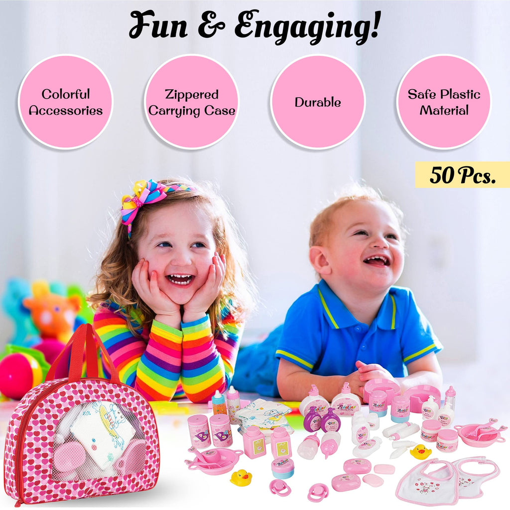 fash n kolor My Sweet Baby Disappearing Doll Feeding Set | Baby Care 6 Piece Doll Feeding Set (40 pc Set)