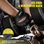 HOZMOZ Ventilated Weight Lifting Gloves, Thick Padded Workout Gym Gloves with Full Palm Protection & Grip & Shock Absorption for Women & Men's Fitness Exercise Training
