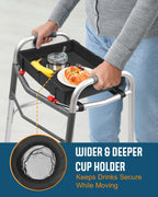 FANGSUN Walker Tray with Cup Holder, Lightweight Detachable Mobility and Walker Accessories Table for Senior, Rollator Tray for Rolling Folding Rollator, Easy Assembly