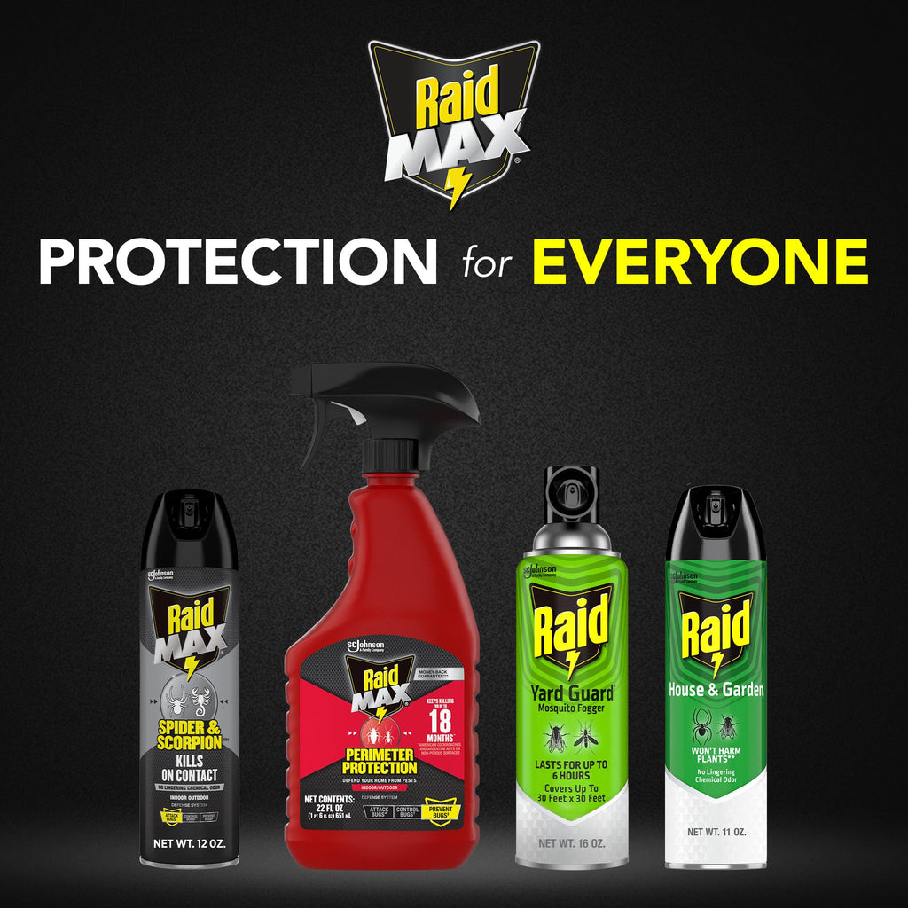 Raid Max Spider and Scorpion Killer, Kills Spiders, Scorpions, Roaches, Ants, Waterbugs, Earwigs, 12 Oz