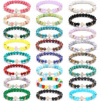 Huquary 24 Pcs Cross Beaded Bracelets, 8mm Christian Stone, Stylish