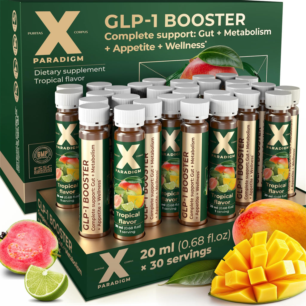 XParadigm Puritas Corpus GLP-1 Booster Supplement with Pre & Probiotics - Appetite Control, Gut Health & Metabolic Support - Energy & Mood Support - GLP1 Support Supplement Liquid