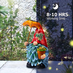 SUCUY Solar Outdoor Statues Gnome Garden Decor, Garden Gnome with Solar LED Umbrella Decorative for Patio, Balcony, Lawn, Yard Ornament - Christmas Gardening Gifts for Mom Grandma
