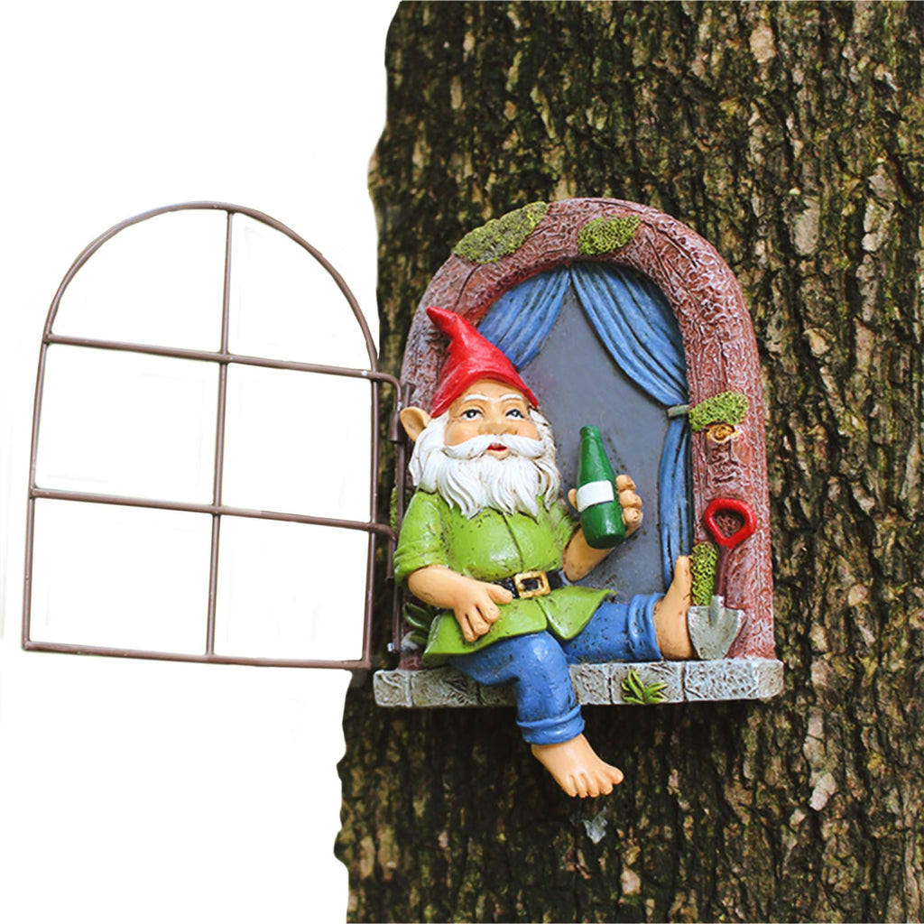 Colomix Gnome Tree Hugger, Funny Garden Gnomes Outdoor Decorations for Lawn Patio Yard Home Decor, Spring Gardening Gnome Gifts, Whimsical Tree Sculpture Peeker Yard Art
