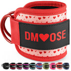 DMoose Fitness Ankle Straps for Cable Machines - One Size Fit with Premium Padding, Glute Kickback Ankle Strap for Women - Cable Attachments for Gym Workouts & Hip Abductors (Hearts - Single)