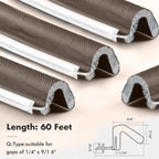 BBTO Weather Stripping Door Seal Exterior Weather Strip for Window V-Shaped Foam Kerf Garage Door Gap Blocker Soundproof Home Improvement Easy to Install(60 Feet,Brown)