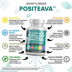 Clean Nutraceuticals St Johns Wort Rhodiola Rosea Holy Basil Ashwagandha - Mood Support for Women and Men with Vitamin C & Black Pepper Extract - 90 Caps
