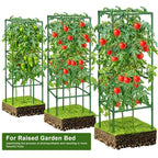 3 Pack Tomato Cages with Clips & Garden Wire, Outdoor Heavy Duty Steel Square Tomato Plant Support Stakes Garden Trellis for Climbing Plants Vegetables Flowers Fruits (41.5 Inch)