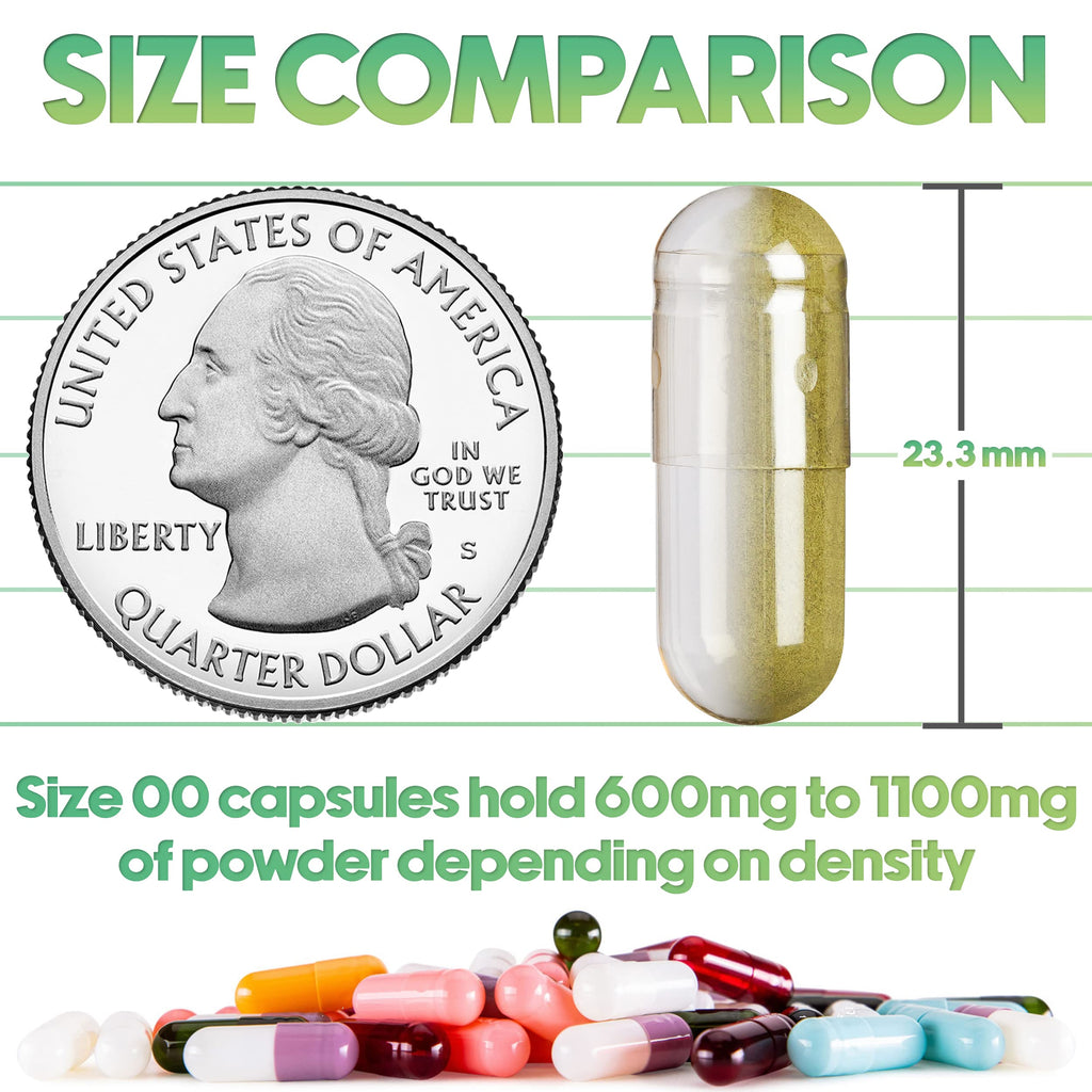 XPRS Nutra Size 00 Empty Capsules - 1000 Clear Count Empty Vegan Capsules - Vegetarian Empty Pills - DIY Vegetable Capsule Filling- Veggie Pill Caps