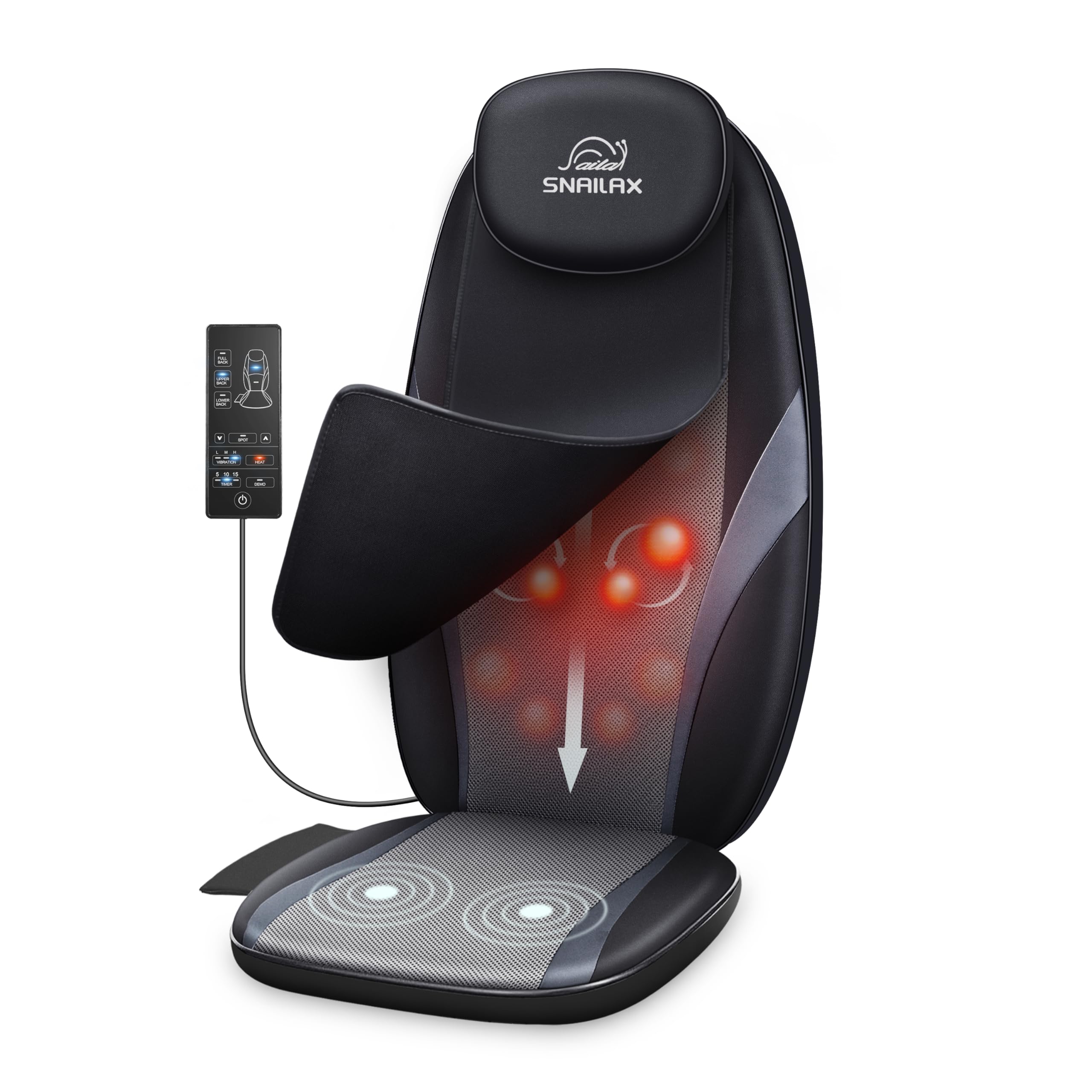 Snailax Neck and Back Massager with Heat, Massage Chair Pad Back Massager for Pain Relief Deep Tissue Chair Massage Pad with 10 Deep Kneading Nodes for Office Home, Gifts for Dad,Mom