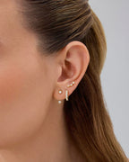 PAVOI 925 Sterling Silver CZ Statement Huggie Earring Set, White Gold