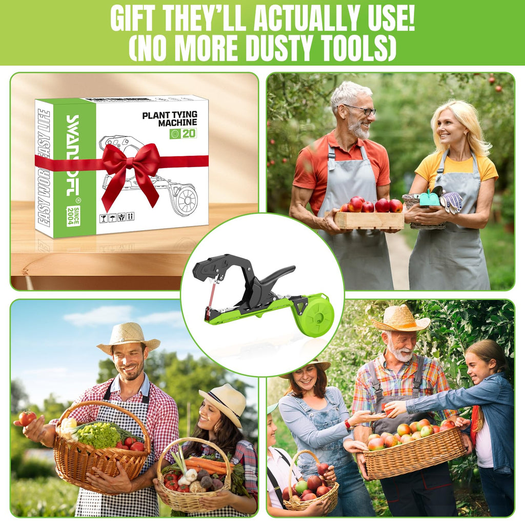 SWANSOFT Plant Tying Machine, Come with 10000pcs Staples 20 Rolls (Green)