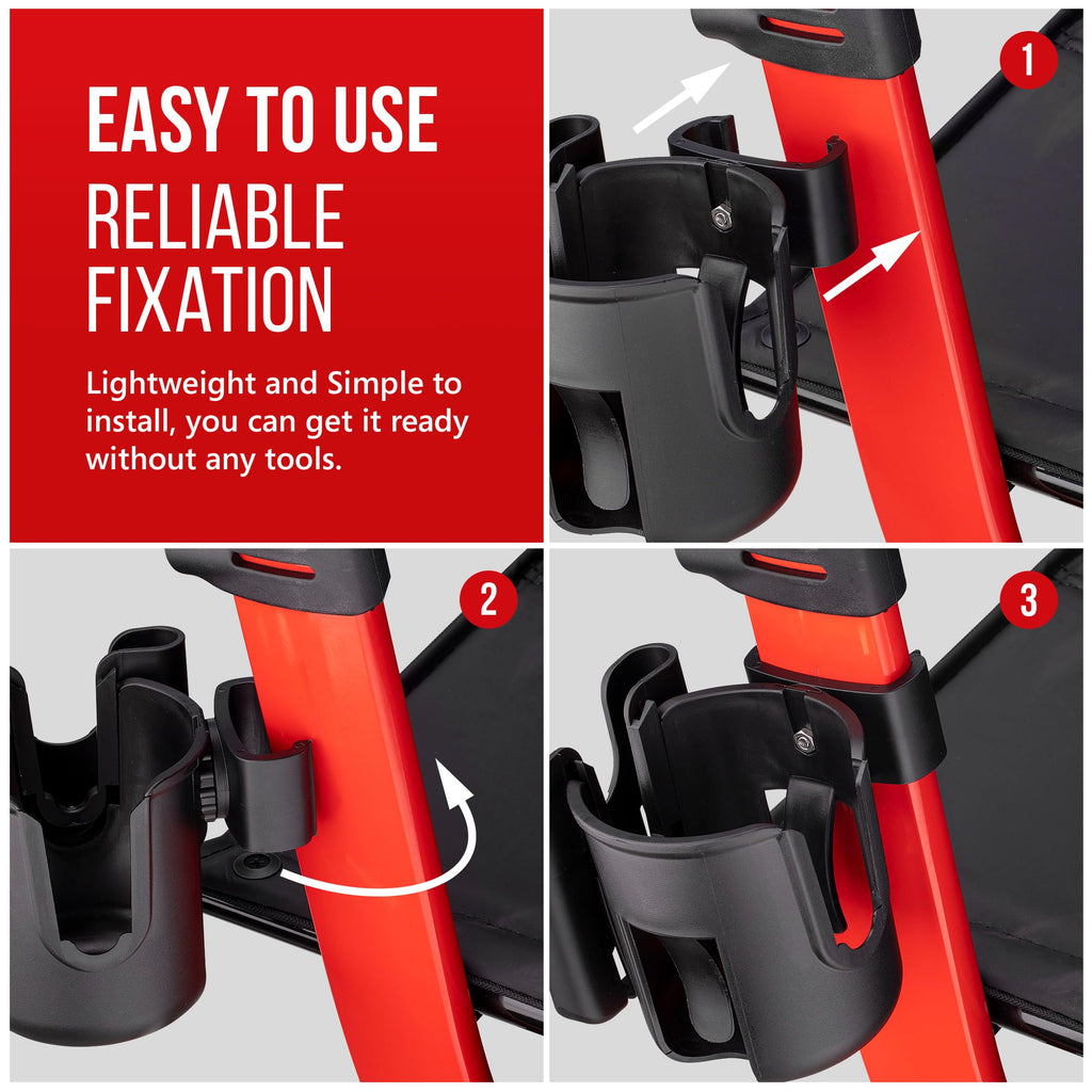 Clip-On Cup and Phone Holder – Exclusively Designed to be Compatible with Drive Medical Nitro Rollator Walkers