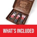 HAPPY NUTS Mens Gift Hygiene Kit - Big Wood Energy Box Men's Gift - Whole Body Deodorant, Moisturizing Body Wash, Anti-Chafing Comfort Cream - Body & Shower Gift Set Self Care For His Total Package