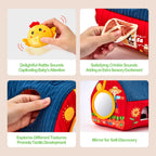 hahaland Baby Toys 6-12 Months - Surprise Barn with Stuffed Farm Animals, Rattle, Crinkle Paper, Mirror - Montessori Toys for 6 Month Old Babies, Sensory Balls Toddlers 1-3, 1 Year Old Boy Girl Gifts