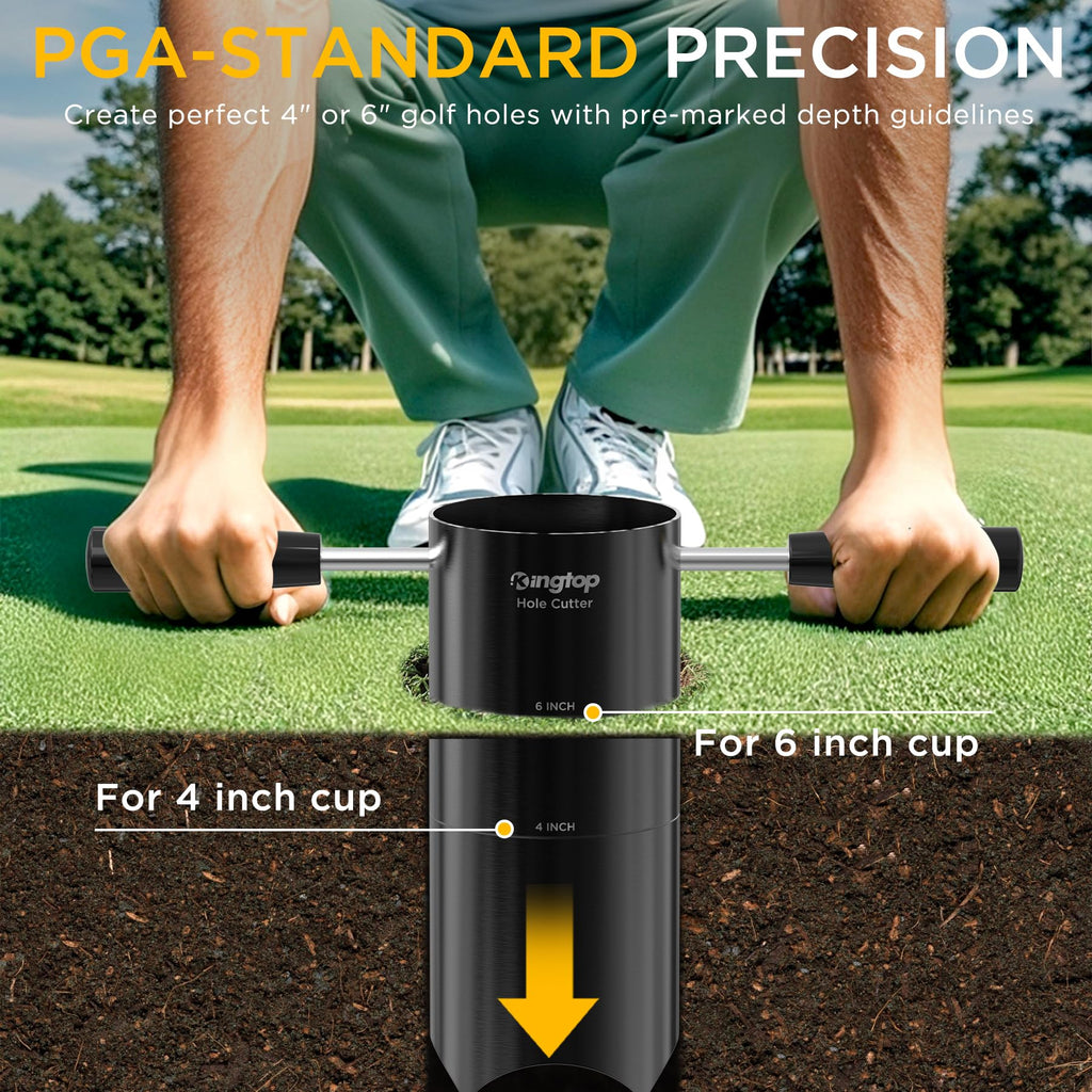 KINGTOP Golf Hole Cutter for Putting Greens, 4 and 6 in Cutting Depths