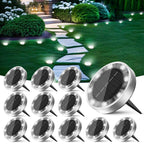 Peasur Solar Lights Outdoor Waterproof, 12 Pack Solar Lights for Outside, Anti-Rust, Solar Garden Lights Landscape Lighting for Pathway Yard Lawn Walkway Driveway, Cool White